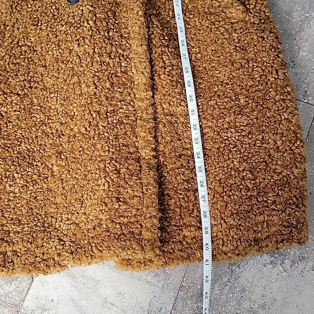 BCBGeneration Double Breasted Faux Fur Teddy Coat Sz L Toffee - Picture 12 of 13